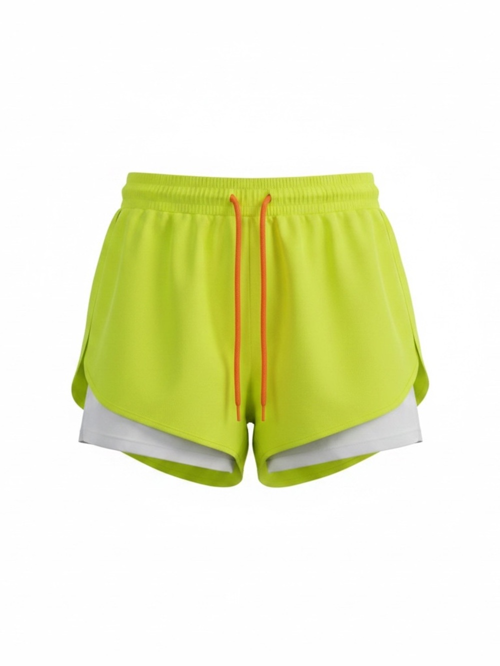 Women’s Neon Lime Double-Layer Athletic Shorts